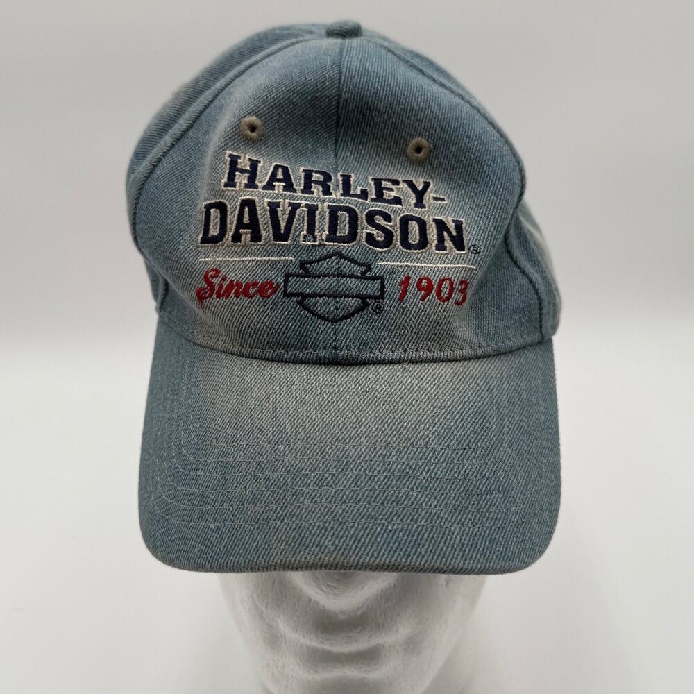 Harley-Davidson Of Greenville South Carolina Blue Denim Strapback Hat Cap